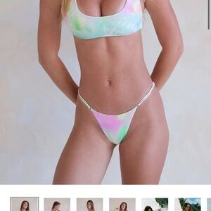 San Lorenzo PARADISO HOOP RING THONG BRIEF RAINBOW BIKINI BOTTOM